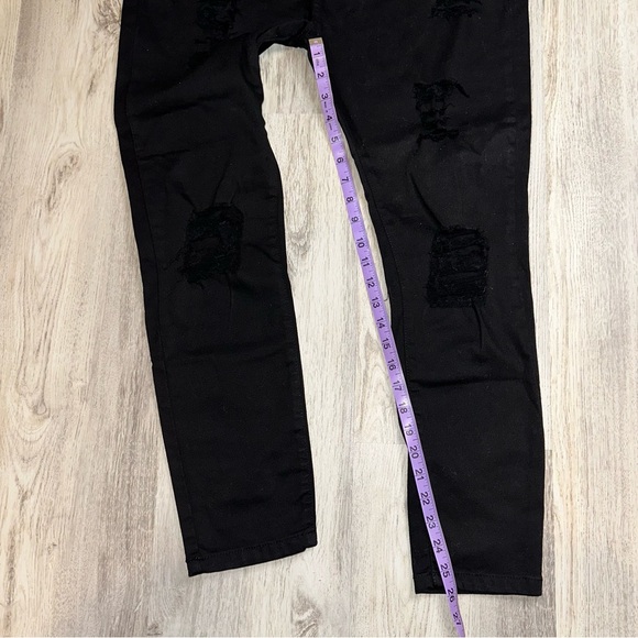 💝Boohoo NWT Plus Rip Knee Distressed High Waist Skinny Black Jeans Size 16 - Picture 9 of 12